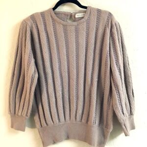 Vintage Jerry Mcgee Sweater Large Tan Cozy Soft Fall Winter Minimalist